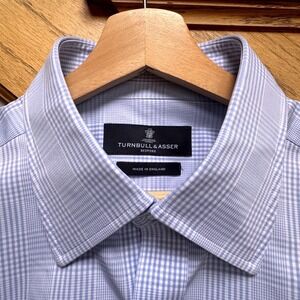 NWOT Turnbull Asser Bespoke Robert Penske Check Dress Shirt 16.5/34-35 L England